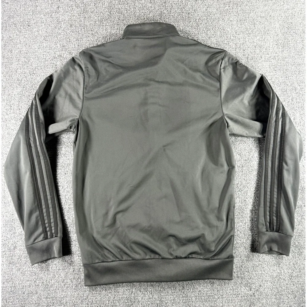 Adidas Mens Essentials Track Jacket Charcoal Grey Black 3-Stripe Full‎ Zip Small